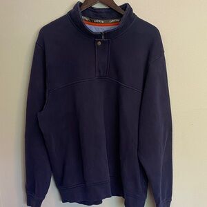 Orvis Men's Navy Quarter-Zip with Snap Long Sleeve Pullover Sweater. XXL
